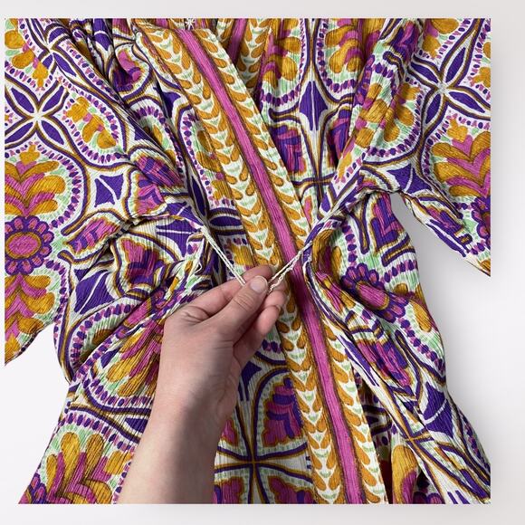 Haute Hippie Set Wide Leg Pant Open Reversible Kimono Cardigan Size M Boho - Picture 6 of 16